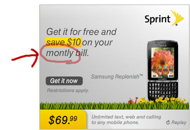 Sprint's typo, highlighted!