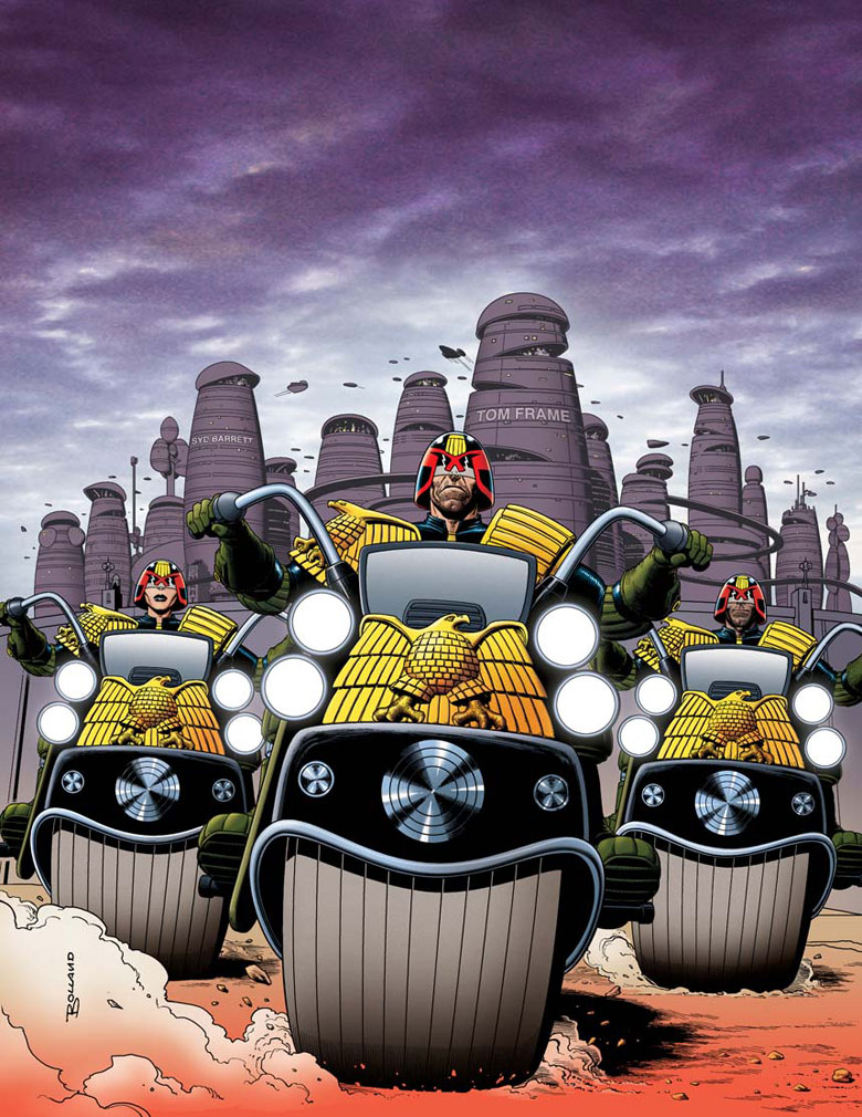 Judge Dredd and his crew, here to round up the muties, the Finks and you!