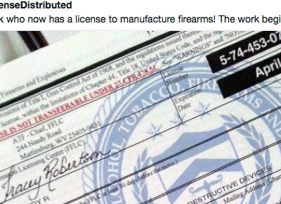U.S. Federal Government Gives License To Print Firearms dd license