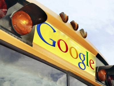 Flashing Lights and Sign on School Bus